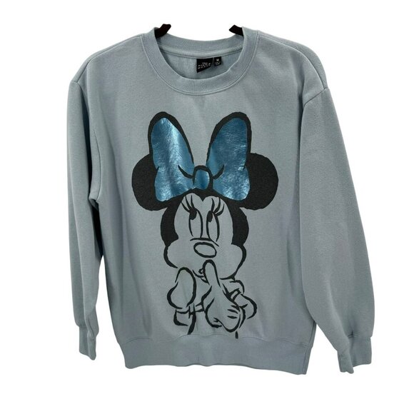 Disney Minnie Mouse Light Blue Sweatshirt Womens Size M Cotton/Poly Blend - Picture 1 of 5